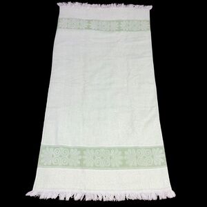 Vintage Cannon Monticello Embossed Green Bath Towel USA Made Light Lime Green
